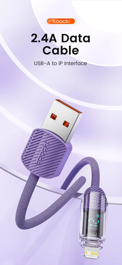 Toocki USB Cable for iPhone 14 13 Pro Max 2.4A PD Fast Charging Charger iP Cable for iPad Data Cord iPhone X XS XR Lighting Wire