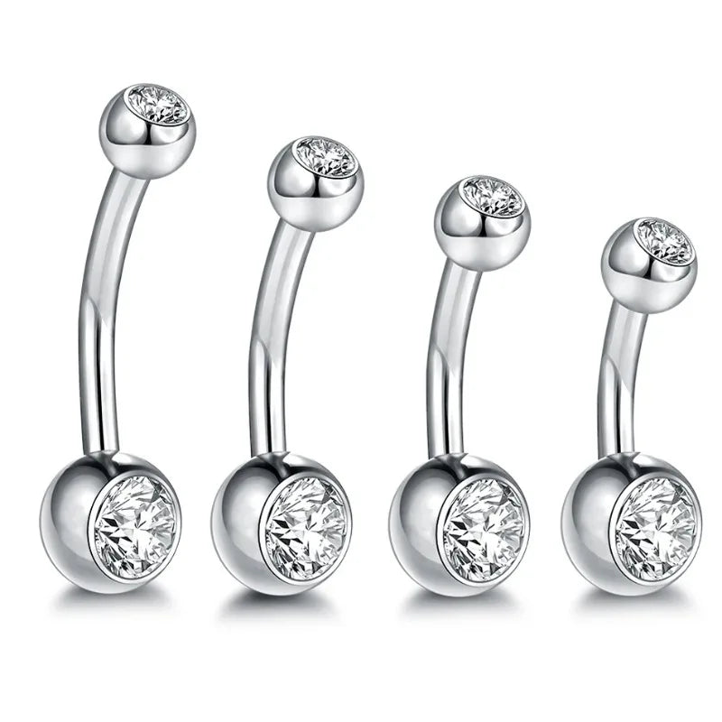 1Pcs G23 Titanium 14G Gold Color Belly Button Rings, Navel Nombril Piercing CZ Gem 6/8/10/12mm Bar Belly Piercing Sexy Jewelry