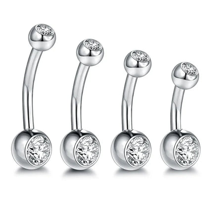 1Pcs G23 Titanium 14G Gold Color Belly Button Rings, Navel Nombril Piercing CZ Gem 6/8/10/12mm Bar Belly Piercing Sexy Jewelry