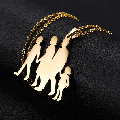 Teamer Family Baby Mom Mother Necklace Stainless Steel Pregnant Love Heart Pendant Neck Chain Women Jewelry Mother's Day Gifts