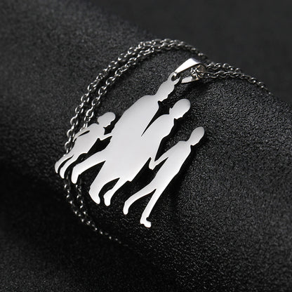 Teamer Family Baby Mom Mother Necklace Stainless Steel Pregnant Love Heart Pendant Neck Chain Women Jewelry Mother's Day Gifts