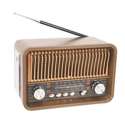 Portable FM AM SW Radio Multi-band Vintage Radios Wireless Bluetooth Speaker with LED Flashlight Supportt TF Card U Disk AUX