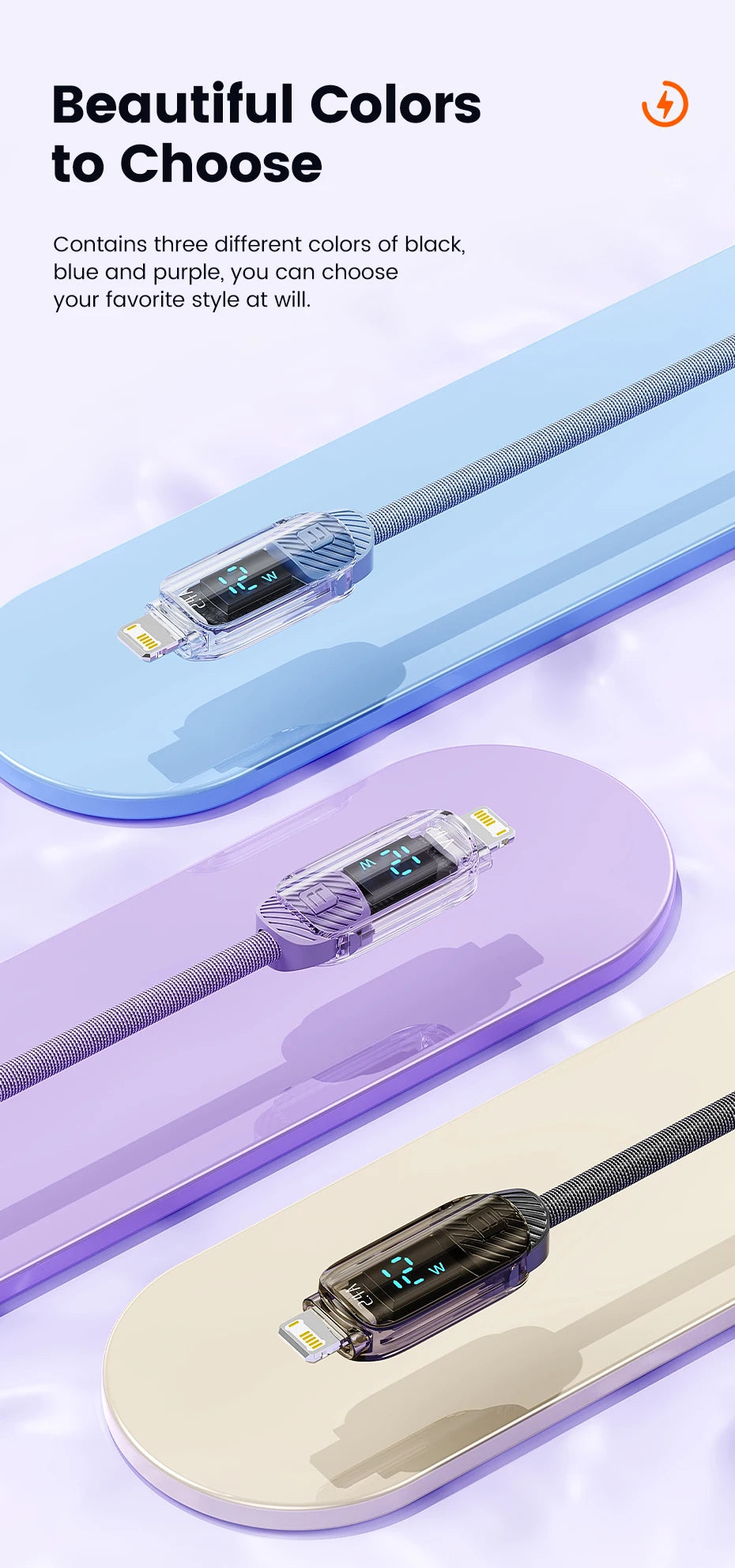Toocki USB Cable for iPhone 14 13 Pro Max 2.4A PD Fast Charging Charger iP Cable for iPad Data Cord iPhone X XS XR Lighting Wire