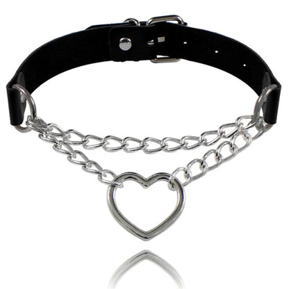 Harajuku Punk Rock Gothic Halsband Halskette Frauen Sexy PU Leder Herz Schloss Schlüssel Spike Kragen Chocker Gothic Cosplay Zubehör