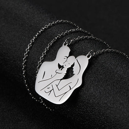 Teamer Family Baby Mom Mother Necklace Stainless Steel Pregnant Love Heart Pendant Neck Chain Women Jewelry Mother's Day Gifts