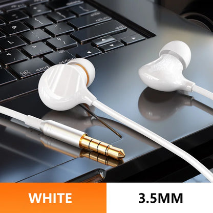 Ceramic  Wired Headphones Mic Wired Control Headphones Type-C 3.5mm HiFi Stereo Surround Sound Noise Canceling Music Headphones