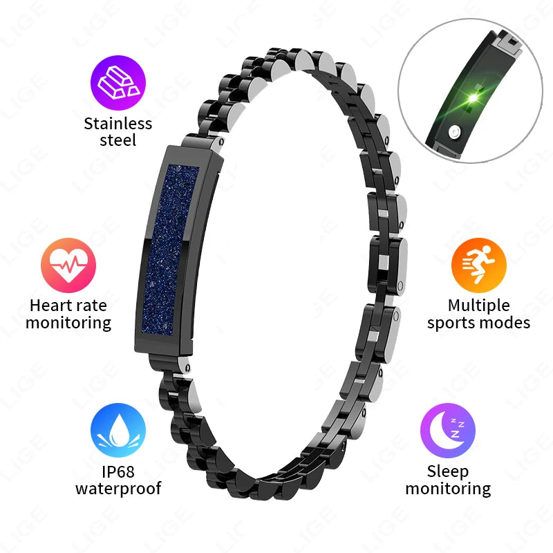 Chain Smart Bracelet for Women Bluetooth Connected APP Multi-Sports Heart Rate Blood Oxygen Sleep Monitor Ladies Smart Bracelet