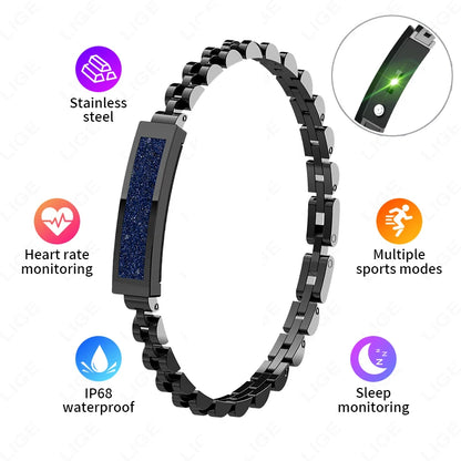 Chain Smart Bracelet for Women Bluetooth Connected APP Multi-Sports Heart Rate Blood Oxygen Sleep Monitor Ladies Smart Bracelet
