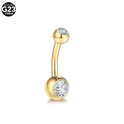 1Pcs G23 Titanium 14G Gold Color Belly Button Rings, Navel Nombril Piercing CZ Gem 6/8/10/12mm Bar Belly Piercing Sexy Jewelry