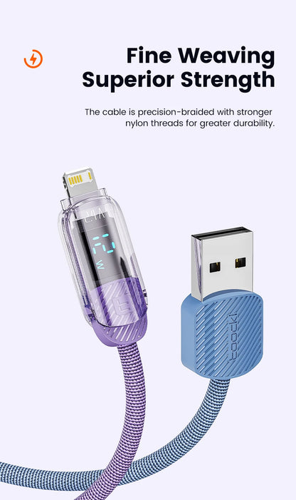 Toocki USB Cable for iPhone 14 13 Pro Max 2.4A PD Fast Charging Charger iP Cable for iPad Data Cord iPhone X XS XR Lighting Wire