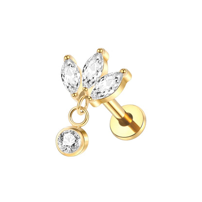G23 Titanium Labret Monroe  Rings Piercing Zirconia Pendant Ear Cartilage Tragus Lobe Helix Piercing Women Body Jewelry 16G