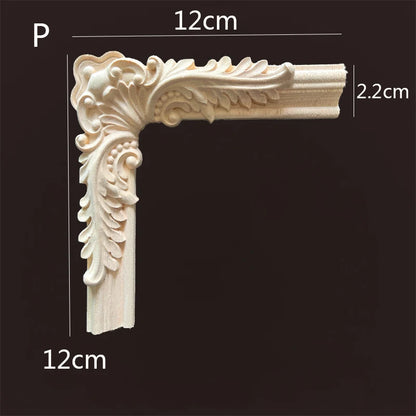 Wood Applique Corner Natural Floral Wood Carved Figurine Craft Home Decoration Accessories Background Wall Decoration Decal