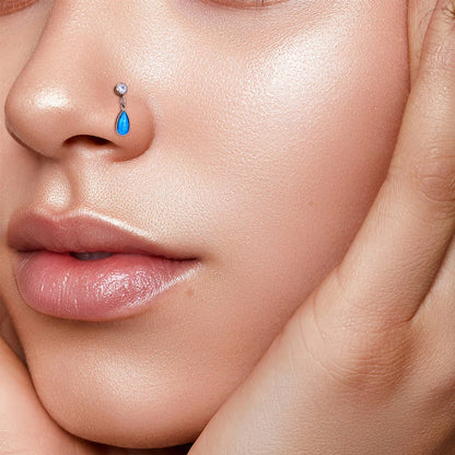 ASTM F136 G23 Titanium Piercing Water Drop Opal Stud Earrings 16G Labret Lip Ring Ear Tragus Cartilage Helix Daith Body Jewelry