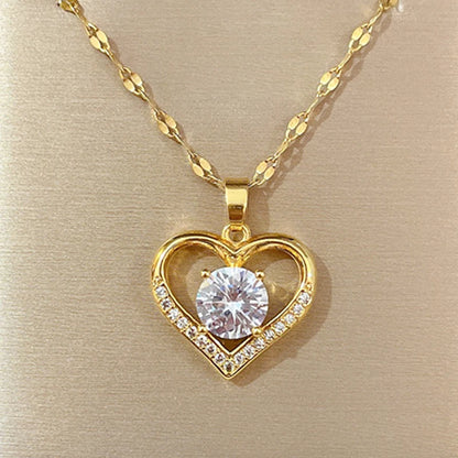 Halskette mit Herzanhänger aus künstlichen Edelsteinen für Frauen, goldene Lippen-Halskette aus Edelstahl, weibliche Halsketten, Schmuck für Mädchen