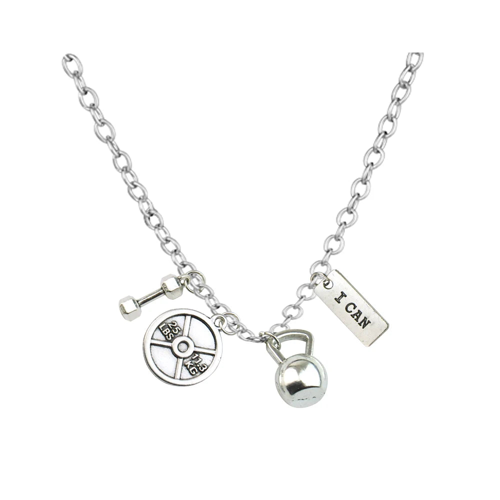 25lbs GEWICHT Langhantel Fitness Kettlebell Hantel Stark ist schön Gewichtheben Halskette Charms Fitness Anhänger Halskette