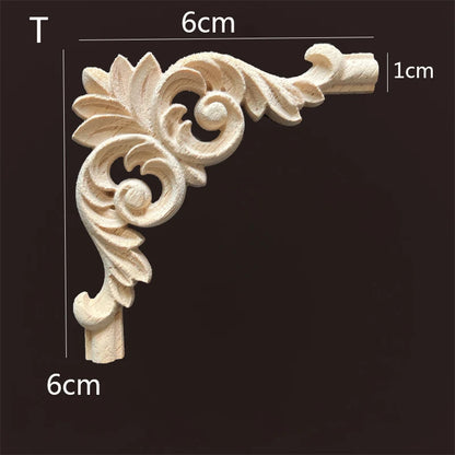Wood Applique Corner Natural Floral Wood Carved Figurine Craft Home Decoration Accessories Background Wall Decoration Decal