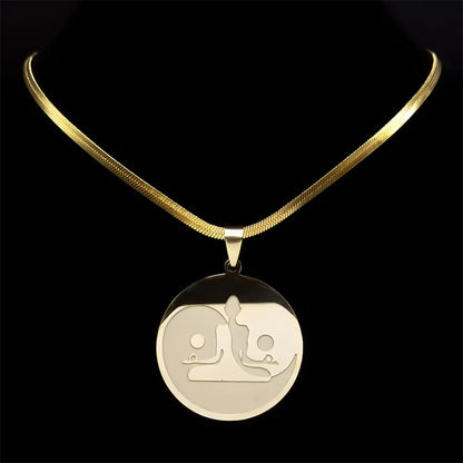 Buddhismus Meditation Buddha Halskette für Frauen Männer Edelstahl Gold Farbe Yoga Buddhistischen Kette Schmuck collares 3678-QKC