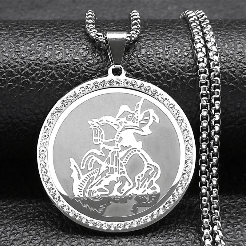 Erzengel St. Michael Halskette für Frauen Männer Edelstahl Gold Farbe Christian Saint Kette Schmuck colar masculino NZZZ506S02