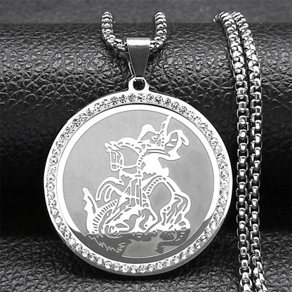 Erzengel St. Michael Halskette für Frauen Männer Edelstahl Gold Farbe Christian Saint Kette Schmuck colar masculino NZZZ506S02
