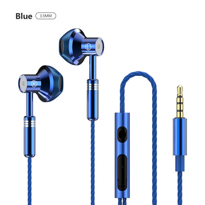 Falcon 3.5mm High Quality Metal Wire control Headset HIFI Stereo Comfortable Music Earphones with Mic Handsfree Call For Phones