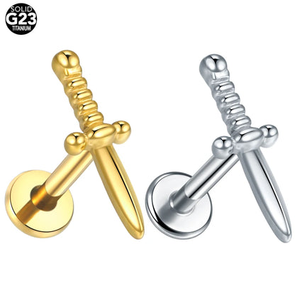 1PC Flat Back Stud Helix Labret Lip Monroe Tragus Piercing 16G  8mm ASTM F136 Titanium Cartilage Earring Piercings Body Jewelry