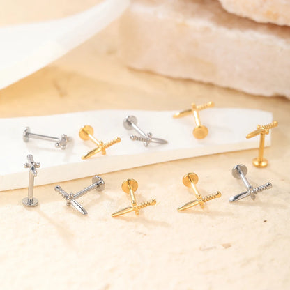 1PC Flat Back Stud Helix Labret Lip Monroe Tragus Piercing 16G  8mm ASTM F136 Titanium Cartilage Earring Piercings Body Jewelry
