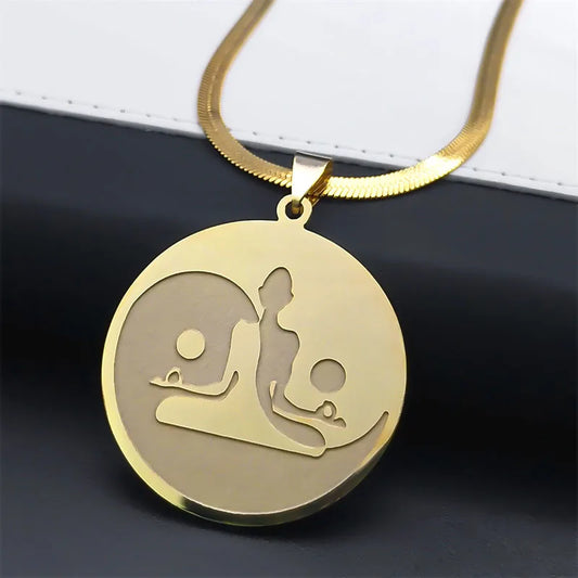 Buddhismus Meditation Buddha Halskette für Frauen Männer Edelstahl Gold Farbe Yoga Buddhistischen Kette Schmuck collares 3678-QKC