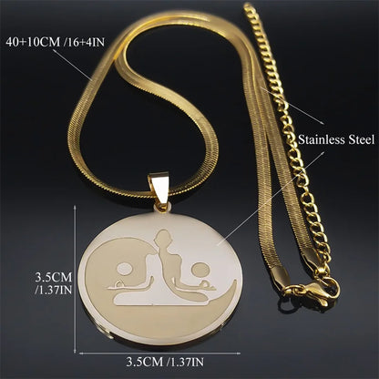 Buddhismus Meditation Buddha Halskette für Frauen Männer Edelstahl Gold Farbe Yoga Buddhistischen Kette Schmuck collares 3678-QKC