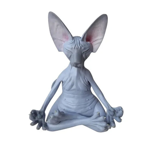 Meditation Yoga Happy Cat Whimsical Buddha Sphinx Cat Statue Art Deco Sculpture Outdoor Garden Statue
