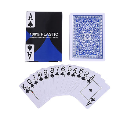 1 Deck Buchstabenmuster Pokerset, neues 54-teiliges Texas Hold'em-Spielkartenset mit großen Charakteren, wasserdichtes Plastikspielkartenspiel, flexibles Tischspiel