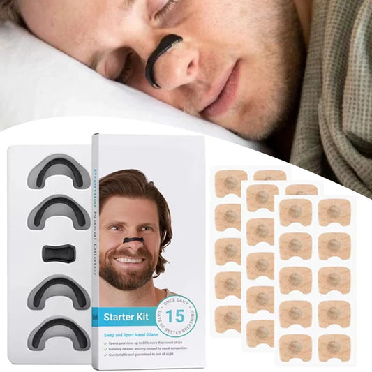 Nasal Breathing Dilators Starter Kit Magnetic Nasal Strips Nose Tabs Sleep and Sports Increase Air Intake Reduce Snoring Device