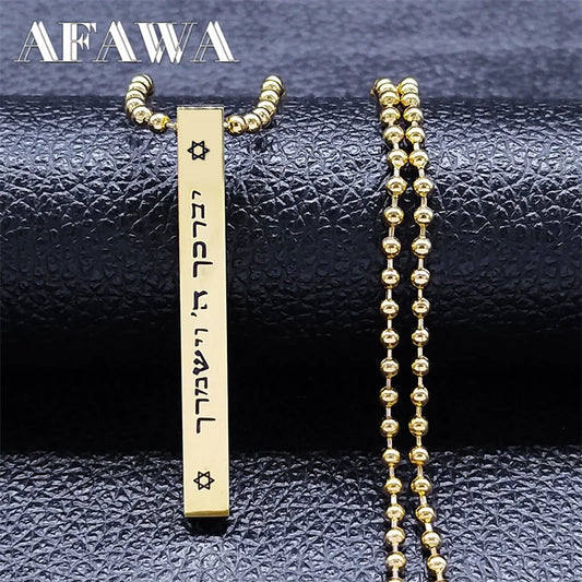 Jewish Hexagram Stainless Steel Chain Necklace Star of David Israel Necklaces Mezuzah Religion Amulet Jewelry collier NXHA194S02