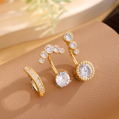 3pcs Gold Color Heart Butterfly Dangled Belly Piercing Sets 14G Stainlees Steel Navel Jewelry for Women Girls Body Belly Rings