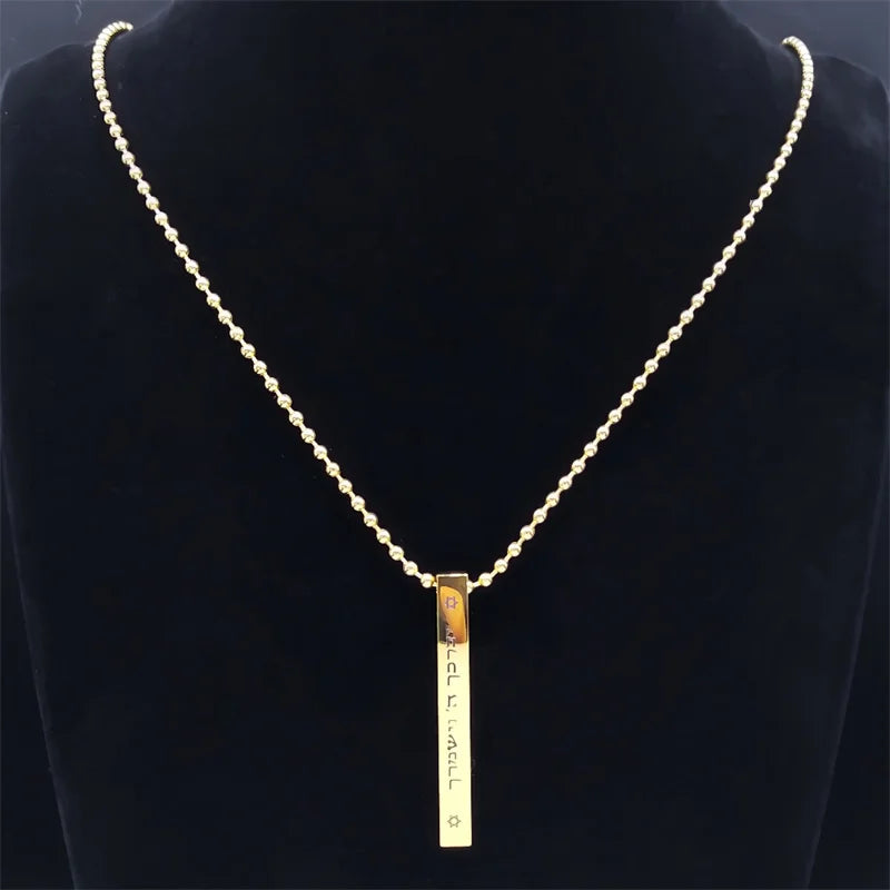 Jewish Hexagram Stainless Steel Chain Necklace Star of David Israel Necklaces Mezuzah Religion Amulet Jewelry collier NXHA194S02
