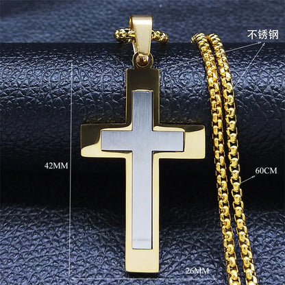HNSP Edelstahl Kreuz Anhänger Kette Halskette Für Männer Christus Jesus Schmuck Katholische Kruzifixe Rosenkränze Zubehör