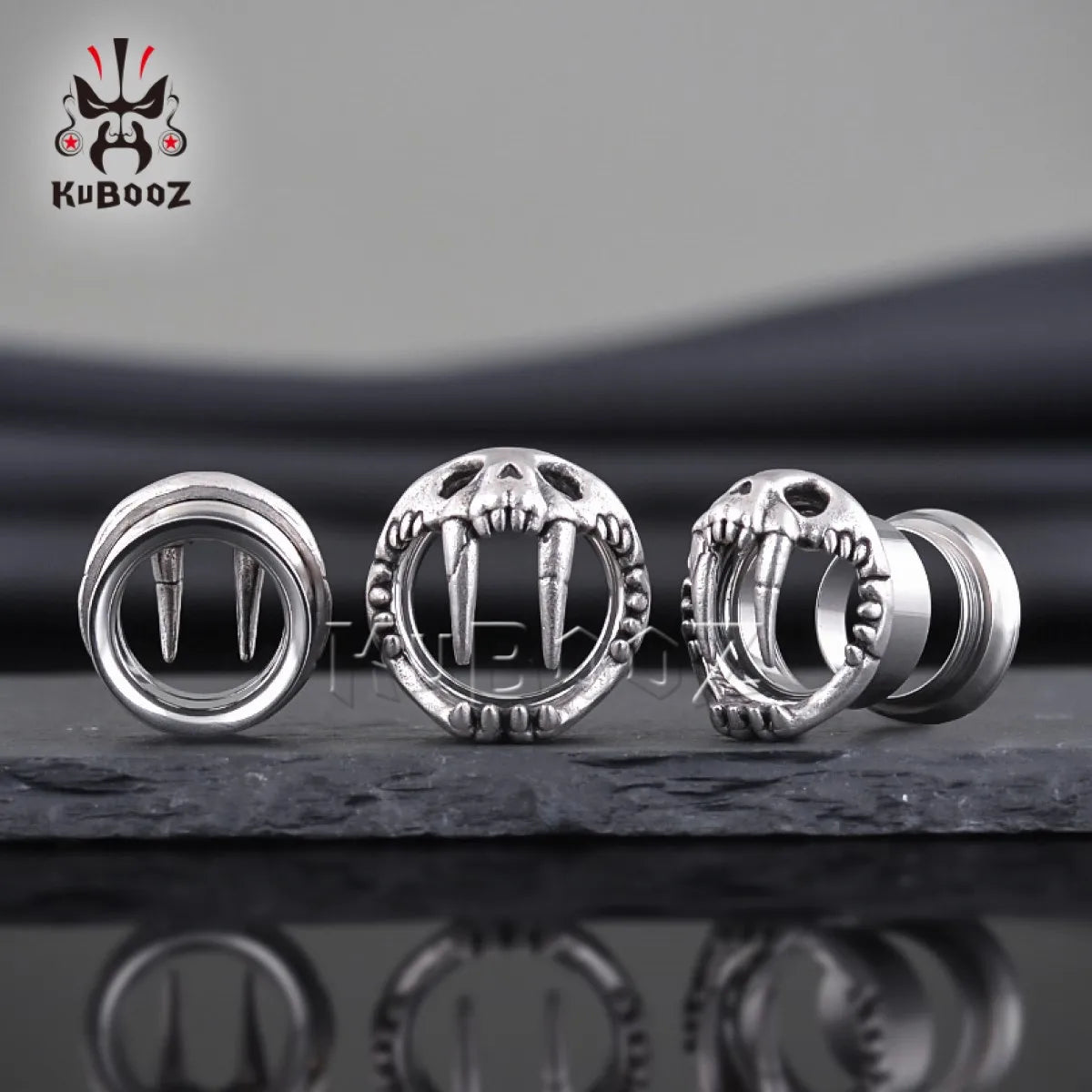 KUBOOZ New Ear Piercing Tunnels Plugs Skull Expander Gauges Stainless Steel Stretchers Jewelry Earrings 2PCS