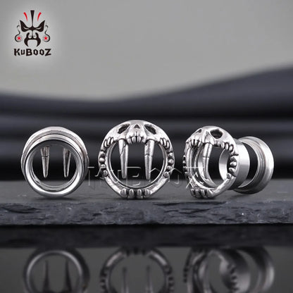 KUBOOZ New Ear Piercing Tunnels Plugs Skull Expander Gauges Stainless Steel Stretchers Jewelry Earrings 2PCS
