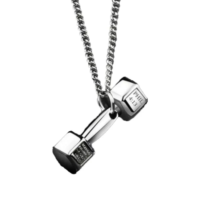 Modische, trendige Kpop-Herrenhalskette mit Fitness-Gravur, Hantelanhänger, Chokerhalskette, personalisierter, einfacher Paarschmuck