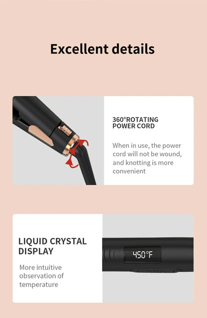 LISAPRO Original Ceramic Hair Straightening Flat Iron  1" Plates |Black  Professional Salon Model Hair Straightener & Curler