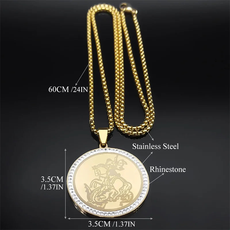 Erzengel St. Michael Halskette für Frauen Männer Edelstahl Gold Farbe Christian Saint Kette Schmuck colar masculino NZZZ506S02
