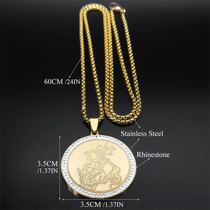 Erzengel St. Michael Halskette für Frauen Männer Edelstahl Gold Farbe Christian Saint Kette Schmuck colar masculino NZZZ506S02