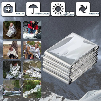 3 Pack Emergency Blanket 160*210cm Survival First Aid Thermal Mylar Space Blanket Silver for Camping Hiking Exploration