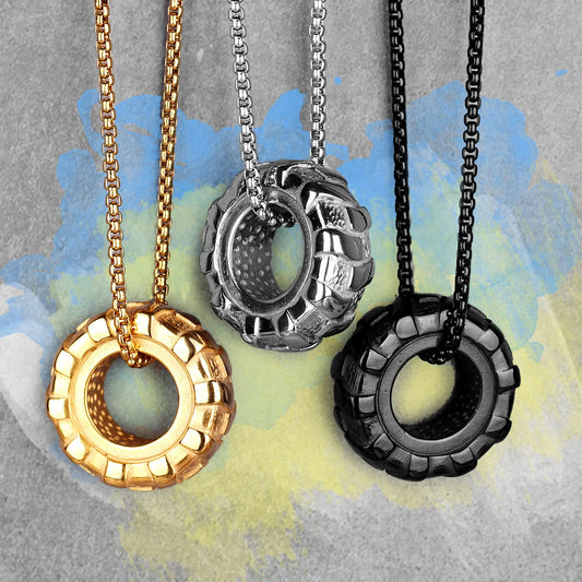Reifen Fitness Gym Herren Lange Halsketten Anhänger Kette Hip Hop für Junge Männlich Edelstahl Schmuck Kreativität Geschenk Großhandel