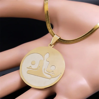 Buddhismus Meditation Buddha Halskette für Frauen Männer Edelstahl Gold Farbe Yoga Buddhistischen Kette Schmuck collares 3678-QKC