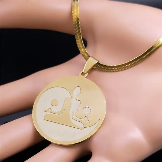 Buddhismus Meditation Buddha Halskette für Frauen Männer Edelstahl Gold Farbe Yoga Buddhistischen Kette Schmuck collares 3678-QKC