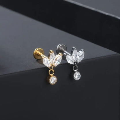 G23 Titanium Labret Monroe  Rings Piercing Zirconia Pendant Ear Cartilage Tragus Lobe Helix Piercing Women Body Jewelry 16G