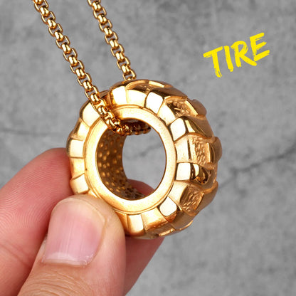Reifen Fitness Gym Herren Lange Halsketten Anhänger Kette Hip Hop für Junge Männlich Edelstahl Schmuck Kreativität Geschenk Großhandel