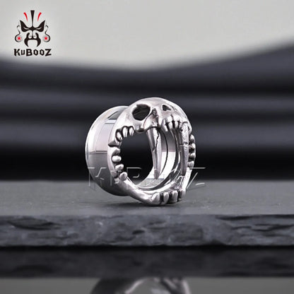 KUBOOZ New Ear Piercing Tunnels Plugs Skull Expander Gauges Stainless Steel Stretchers Jewelry Earrings 2PCS