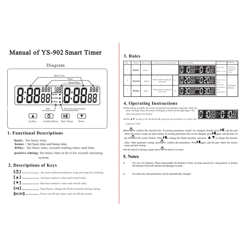 Diamond Grade Chess Clock Compact Digital Watch Count Up Down Timer