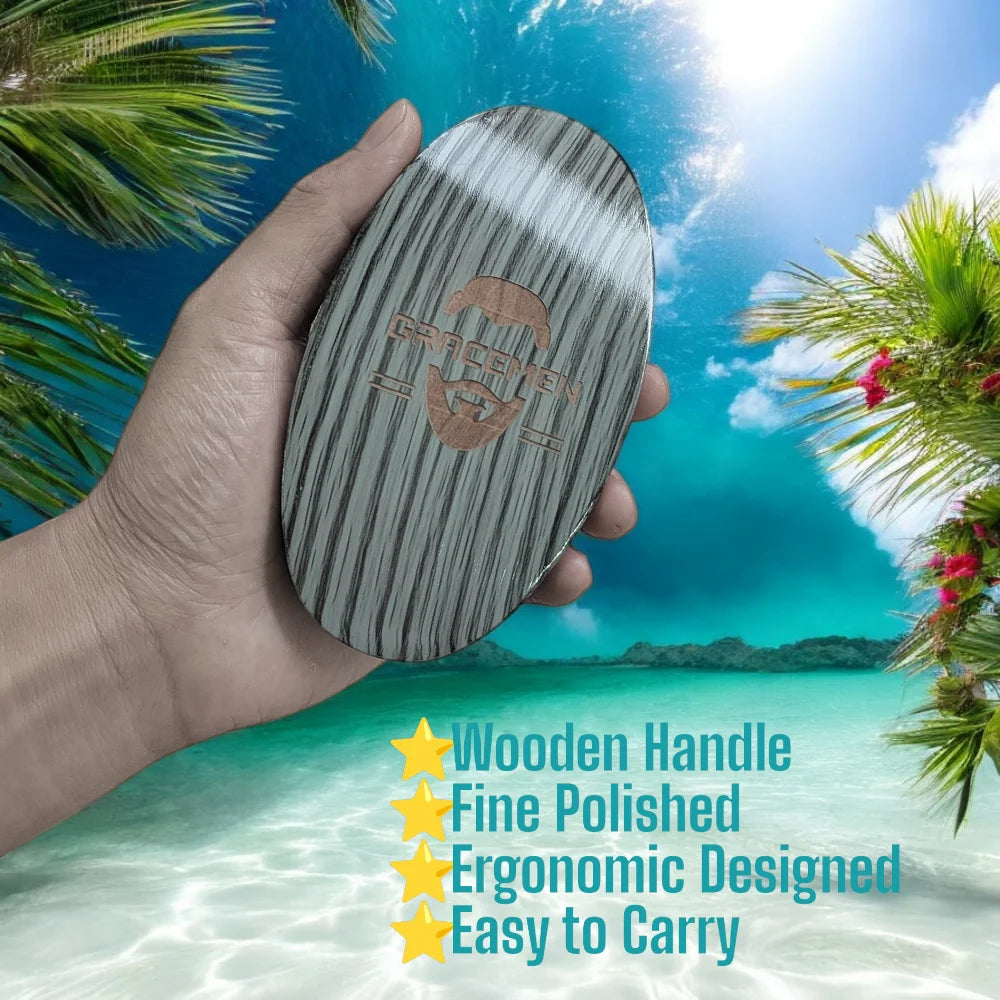 Gracemen Wave Brush 360 Grooming Brush for Wave Hairs Gray Finish Wooden Handle Men's Beard Brush